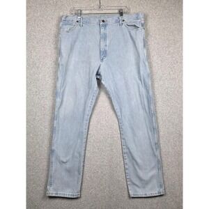 Wrangler Jeans Mens 42x34 Light Wash Blue Denim Cowboy Cut Straight Leg
